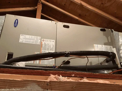New indoor air handler unit installed in attic in Kerrville TX