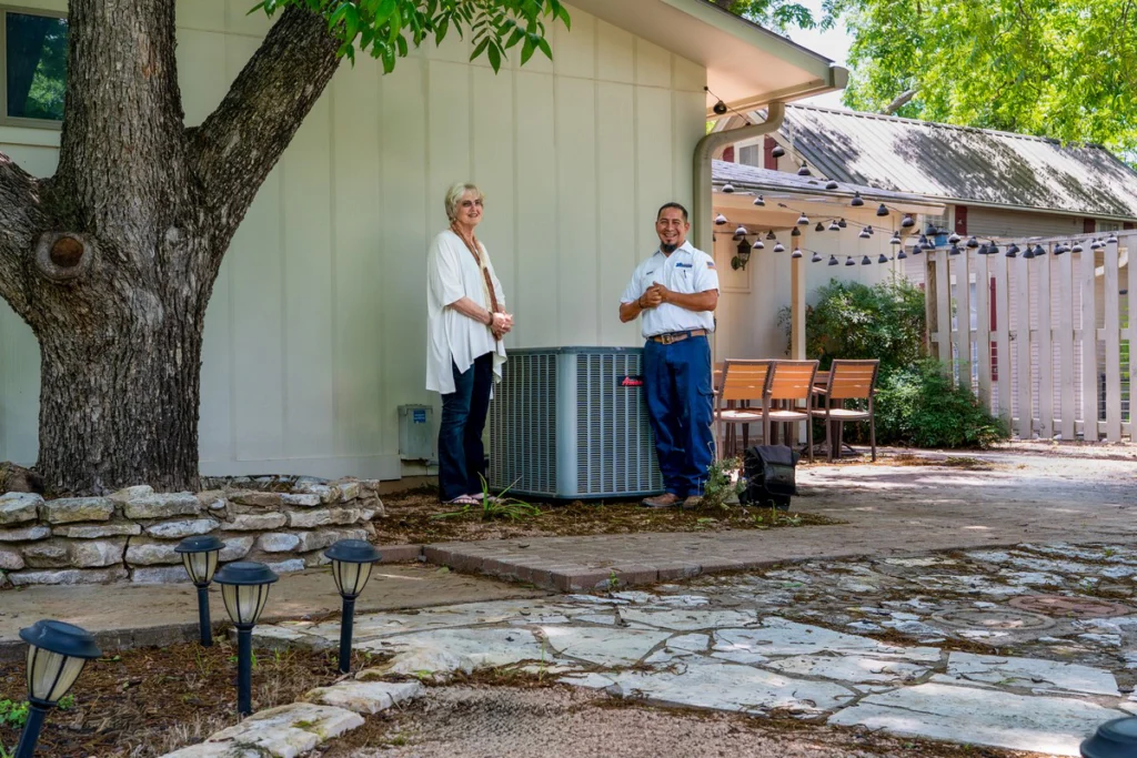 HVAC Technician Explains Air Conditioning Unit Installation - Fredericksburg, TX