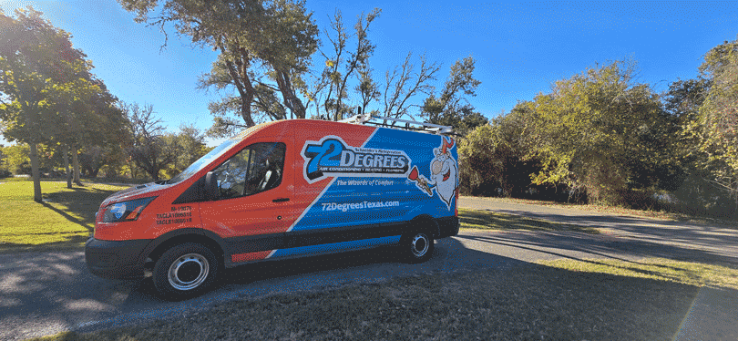 The new 72 Degrees Texas truck parked on the road