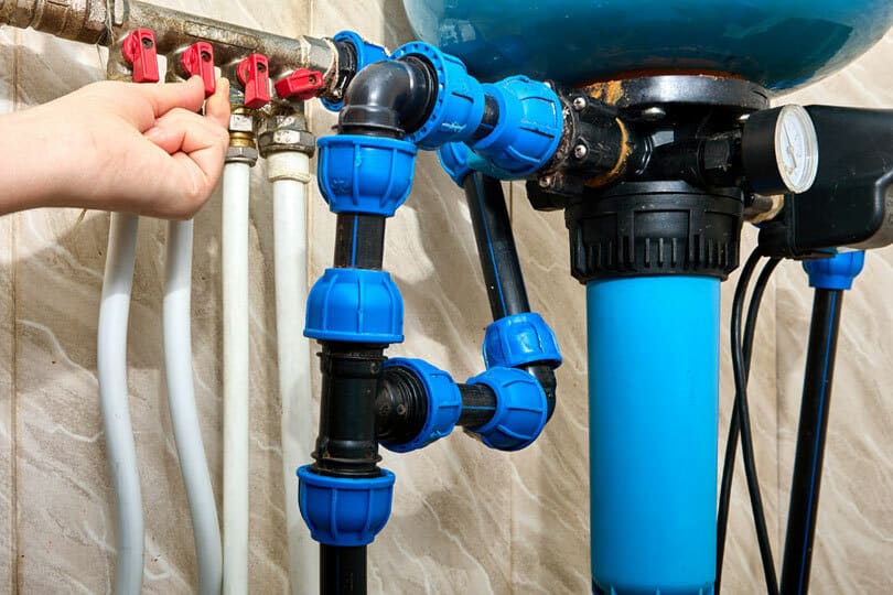 Water filtration being installed in a house