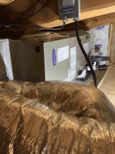 Carrier air handler installed in attic in Johnson City TX home