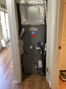 Lennox air handler installed in an HVAC closet