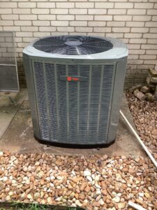 New Trane outdoor condenser installed outside home