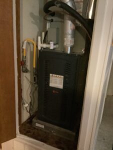 New Trane furnace installed in utility closet